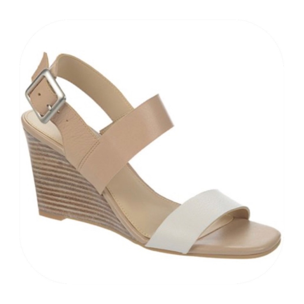 Franco Sarto size 6.5 Hooper nude & white wedge sandal
